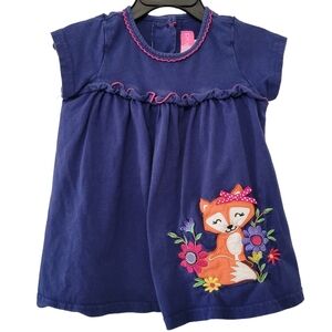 Good Lad Toddler Girls Short Sleeve Top Size 2T Fox Applique Embroidered Flowers